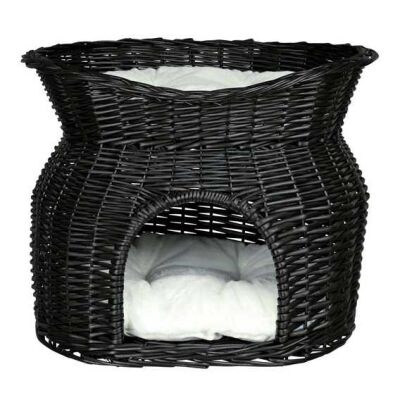Trixie İki Katlı Peluş Hasır Kedi Yatağı 54x43x37 Cm Siyah - 1