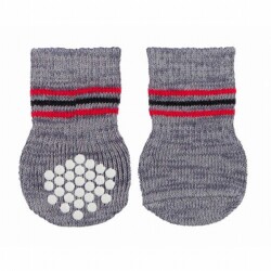 Trixie Kaymaz Tabanlı Köpek Çorabı 2 Adet Gri L-XL - Trixie