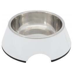 Trixie Melamin Paslanmaz Çelik Kedi ve Köpek Mama Su Kabı Beyaz 0,2 Lt 14 Cm - Trixie