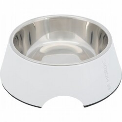 Trixie Melamin Paslanmaz Çelik Kedi ve Köpek Mama Su Kabı Beyaz 0,8 Lt 22 Cm - Trixie