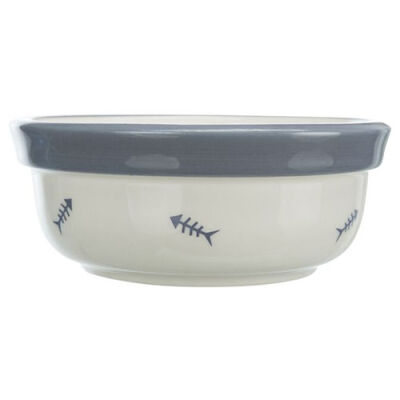 Trixie Seramik Kedi Mama ve Su Kabı 0,3 Lt 12 Cm Beyaz Mavi Gri - 1