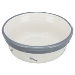 Trixie Seramik Kedi Mama ve Su Kabı 0,3 Lt 12 Cm Beyaz Mavi Gri - 2
