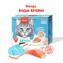 Wanpy Somonlu Kaşık Krema Kedi Ödül Maması 10x16 Gr - Wanpy