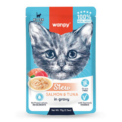 Wanpy Stew Sos İçinde Somon ve Ton Balıklı Yavru Kedi Konservesi 70 Gr - Wanpy
