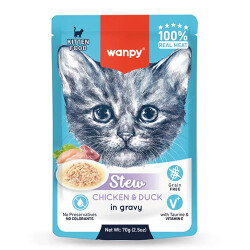 Wanpy Stew Sos İçinde Tavuk ve Ördekli Yavru Kedi Konservesi 70 Gr - Wanpy