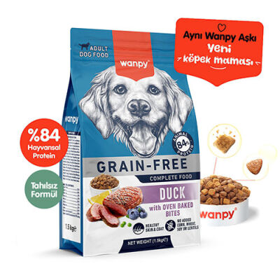 Wanpy With Oven Baked Bites Ördekli Tahılsız Yetişkin Köpek Maması 1,5 Kg - 1