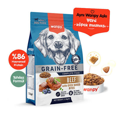 Wanpy With Oven Baked Bites Sığır Etli Tahılsız Yetişkin Köpek Maması 1,5 Kg - 1