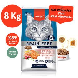 Wanpy With Oven Baked Bites Somonlu Tahılsız Yetişkin Kedi Maması 8 Kg - Wanpy