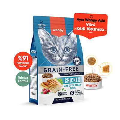 Wanpy With Oven Baked Bites Tavuklu Tahılsız Yavru Kedi Maması 1,5 Kg - 1
