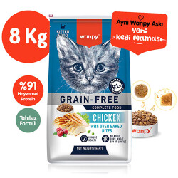 Wanpy With Oven Baked Bites Tavuklu Tahılsız Yavru Kedi Maması 8 Kg - Wanpy