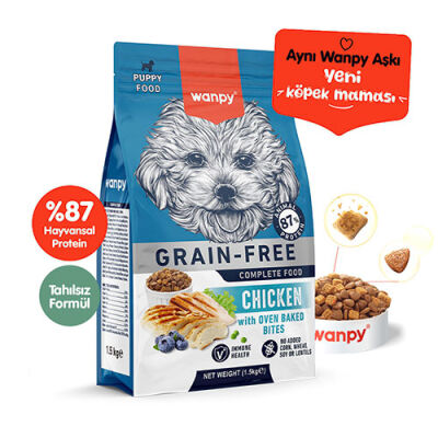 Wanpy With Oven Baked Bites Tavuklu Tahılsız Yavru Köpek Maması 1,5 Kg - 1