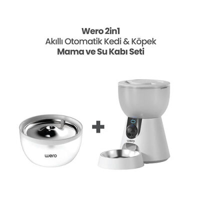 Wero 2in1 Kameralı, Wi-Fi Destekli Akıllı Otomatik Kedi & Köpek Mama ve Su Kabı Seti - 2