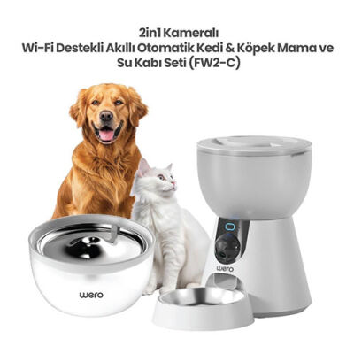 Wero 2in1 Kameralı, Wi-Fi Destekli Akıllı Otomatik Kedi & Köpek Mama ve Su Kabı Seti - 3