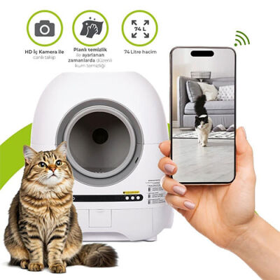 Wero Akıllı Kameralı Kapalı Otomatik Kedi Tuvaleti 62,8x57,5x69,5 Cm 68 Lt - 2