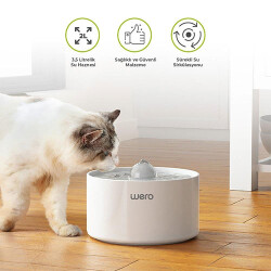 Wero Seramik Otomatik Kedi Köpek Su Şelalesi Su Pınarı Beyaz 2 Lt - Wero