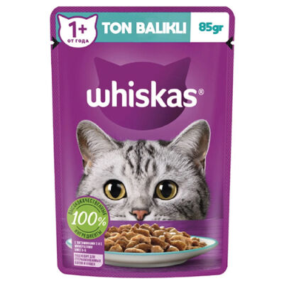 Whiskas Pouch Jöle İçinde Ton Balıklı Yetişkin Kedi Konservesi 28 Adet 85 Gr - 1