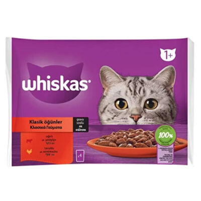 Whiskas Pouch Sos İçinde Sığırlı ve Tavuklu Yetişkin Kedi Konservesi 4 Adet 85 Gr - 1