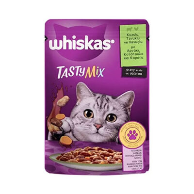 Whiskas Pouch Tastymix Sos İçinde Kuzulu Tavuklu ve Havuçlu Yetişkin Kedi Konservesi 85 Gr - 1